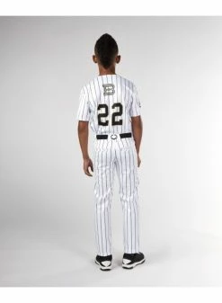 Evoshield Youth Salute White W/Black Pinstripe Pant -Baseball Apparel Shop evoshield evoshield youth salute white w black pin 3
